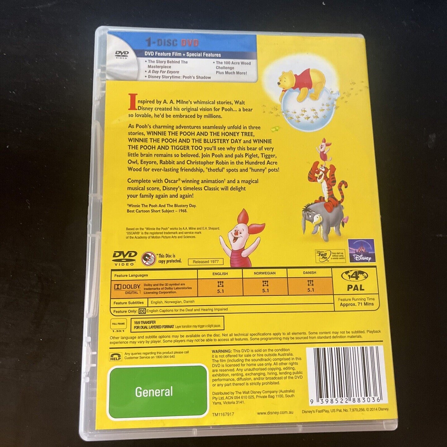 The Many Adventures Of Winnie The Pooh (DVD, 1977) Region 4