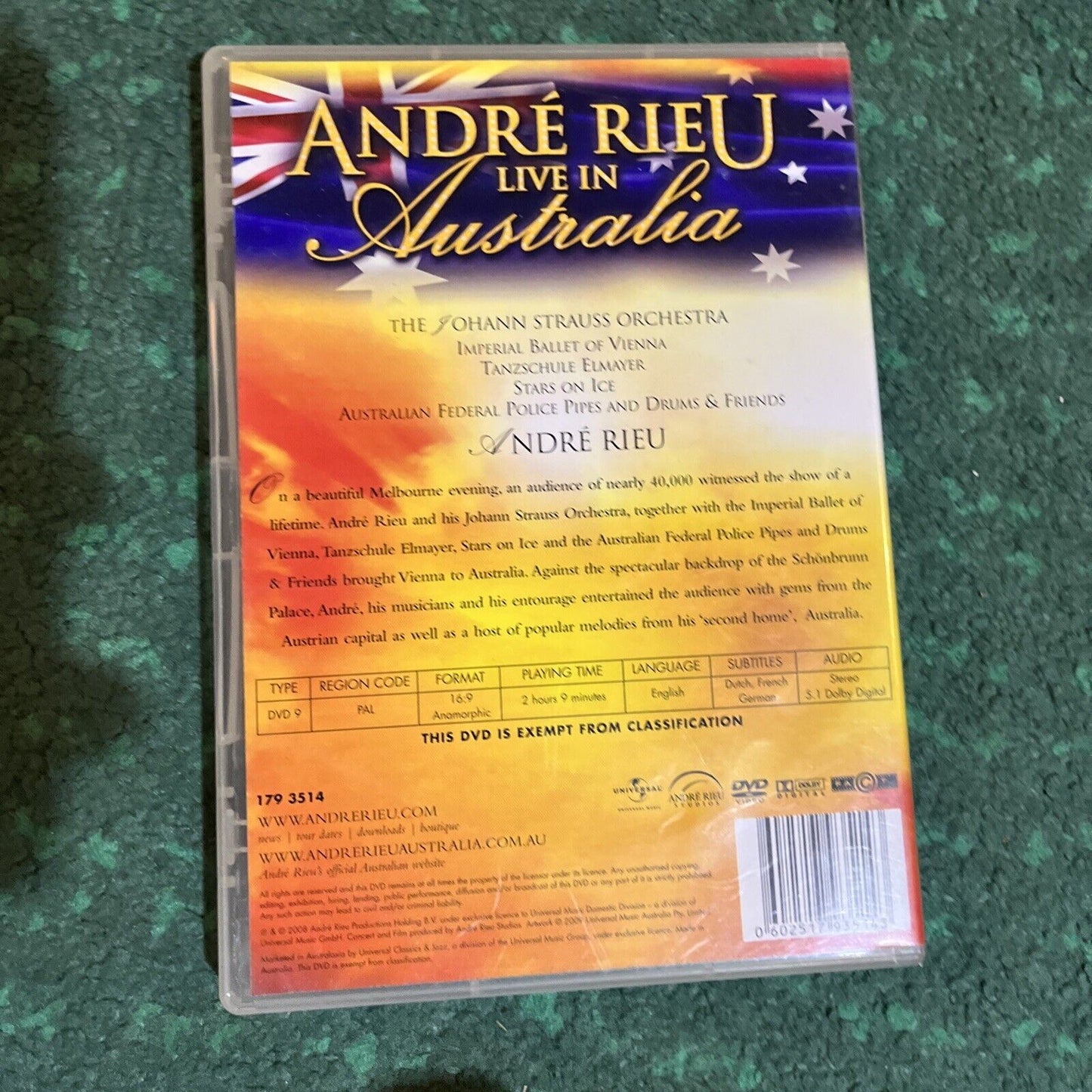 4x Andre Rieu DVDs: Live in Sydney / Australia / Dublin And Dreaming All Regions