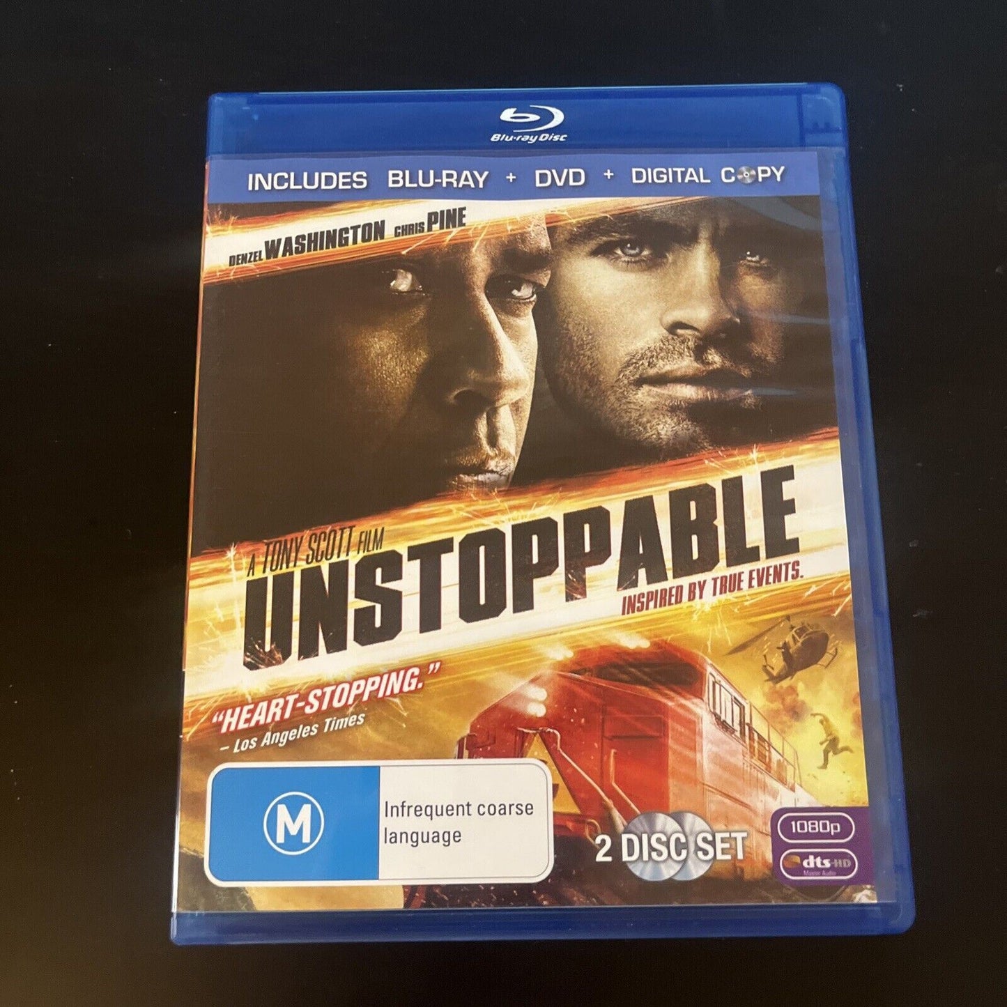 Unstoppable (Blu-ray + DVD, 2010) Denzel Washington, Chris Pine Region B