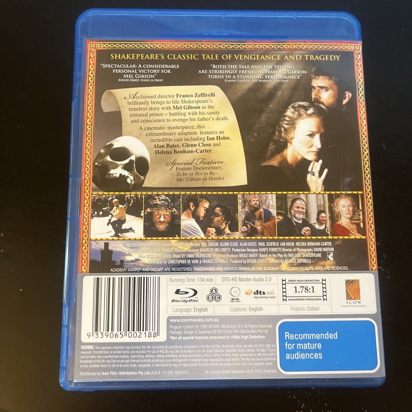 Hamlet (Bluray, 1990) Mel Gibson, Glenn Close, Franco Zeffirelli All Regions