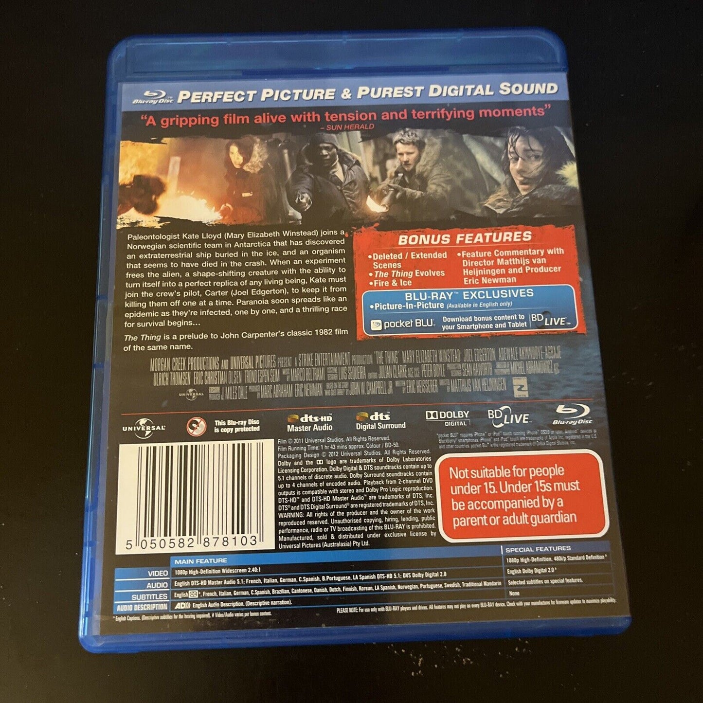 The Thing (Blu-ray, 2011) Mary Elizabeth Winstead, Joel Edgerton, Region B