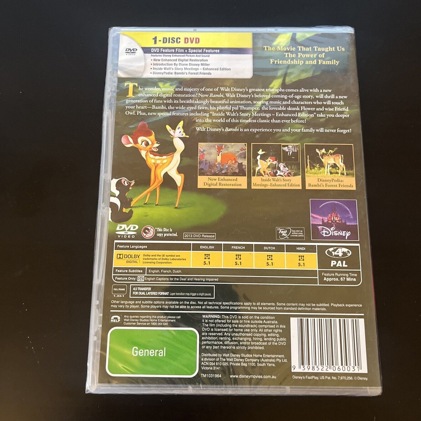 *New Sealed* Bambi (DVD, 1942) Disney Hardie Albright, Stan Alexander, Region 4