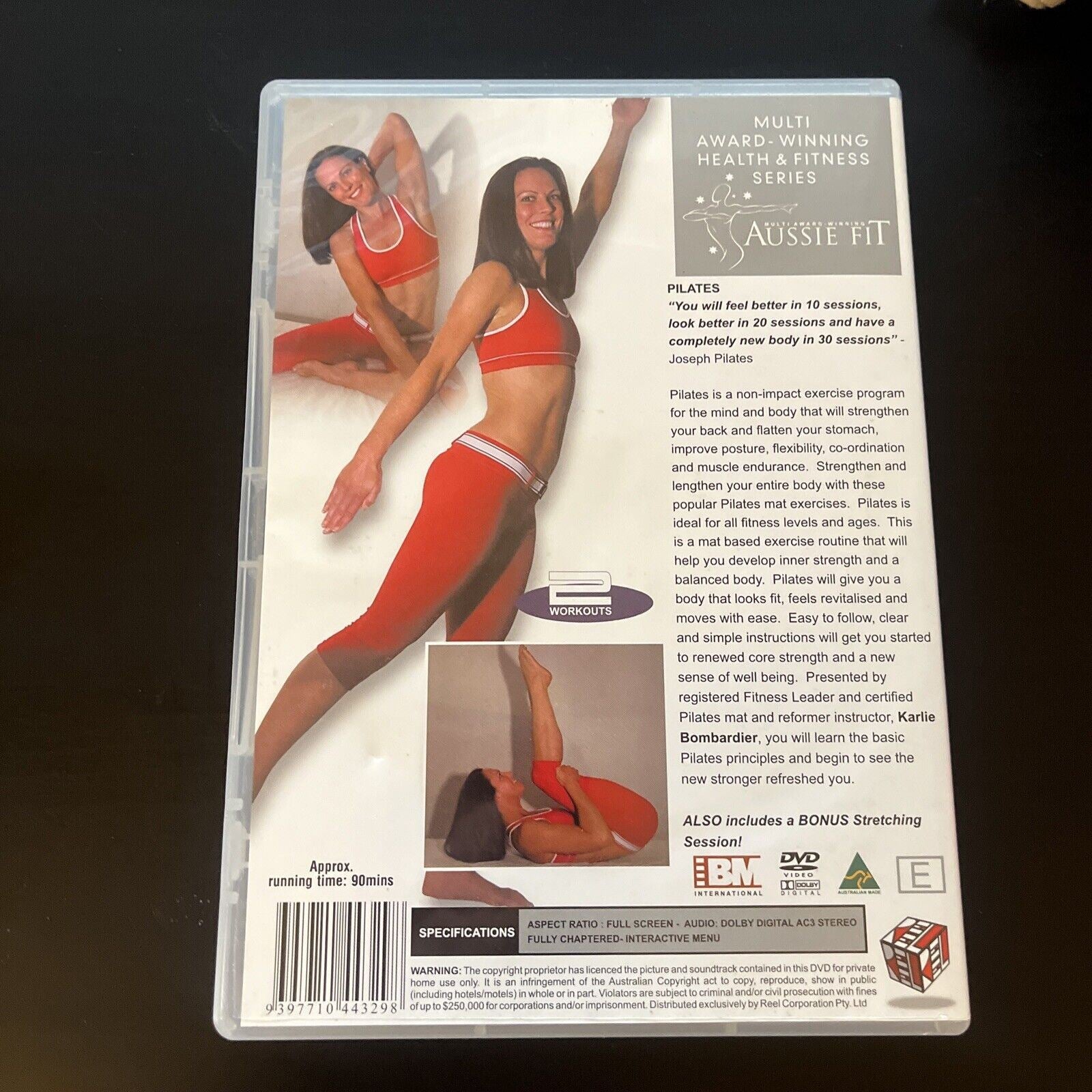 Aussie Fit Pilates DVD Karlie Bombardier All Regions Retro Unit