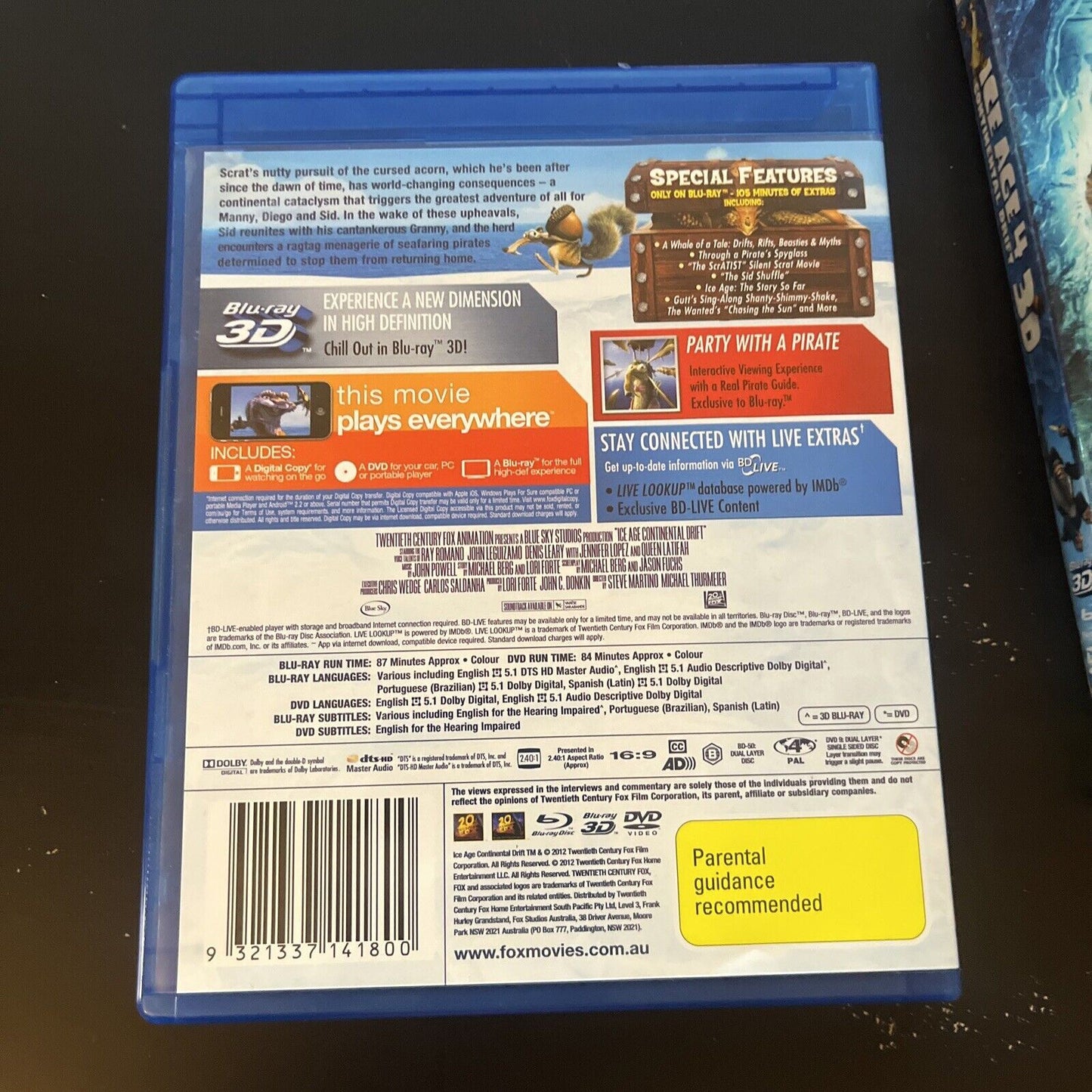 ICE AGE 4 Continental Drift 3D (Bluray 3D, 2012, 3-Disc) Aziz Ansari, Region B