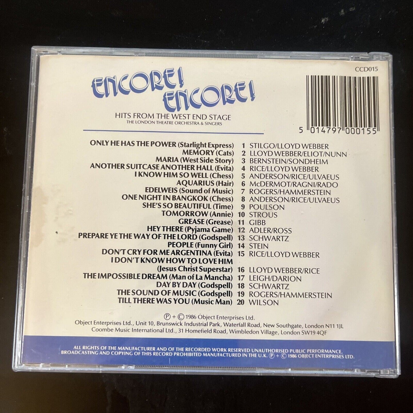 The London Theatre Orchestra & Singers - Encore! Encore! (CD, 1986)