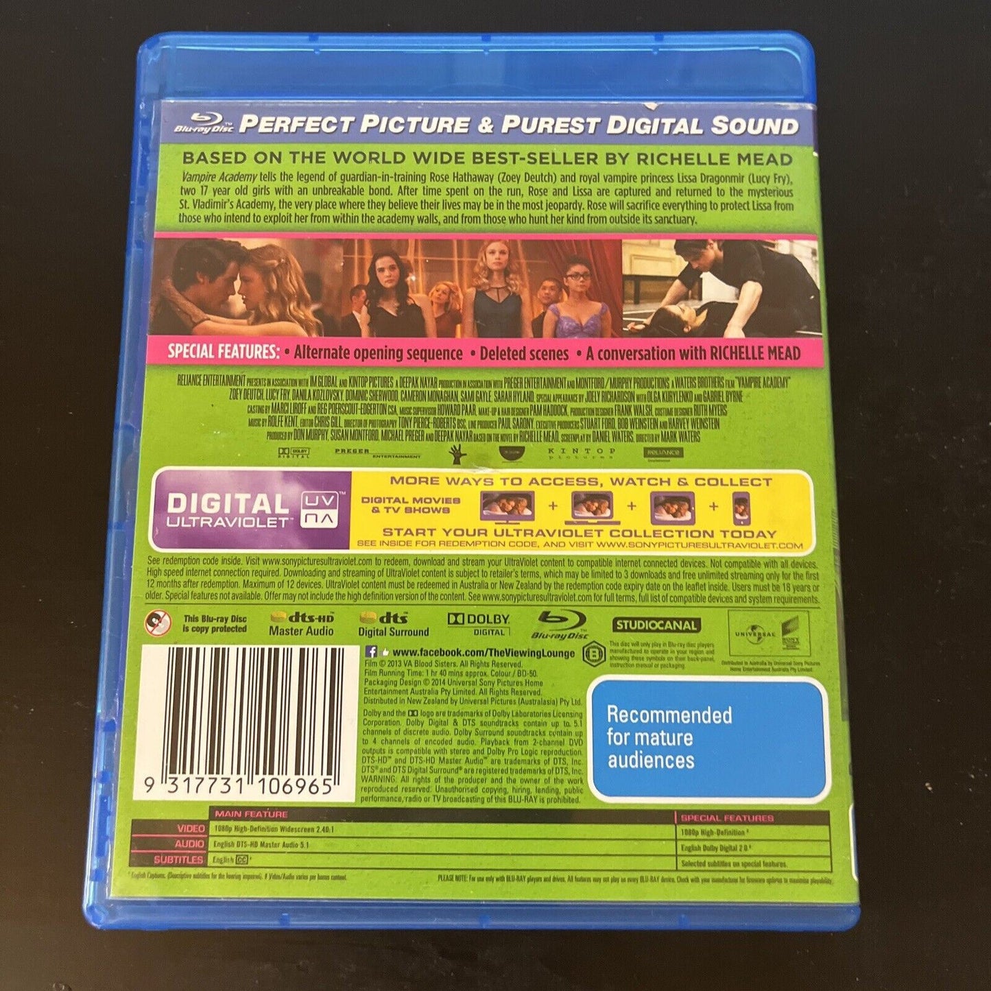 Vampire Academy (Blu-ray, 2014) Zoey Deutch, Lucy Fry, Danila Kozlovsky Region B