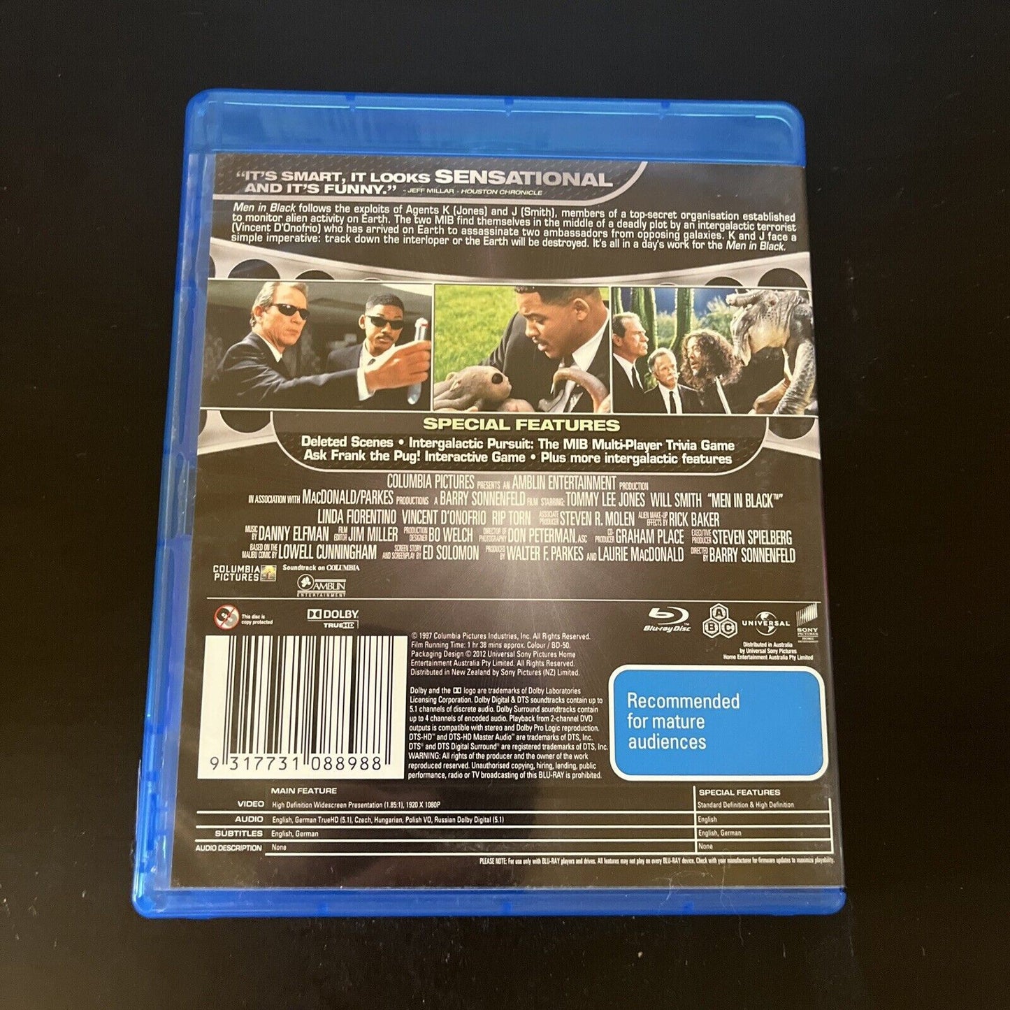 Men In Black (Blu-ray, 1997) Will Smith, Tommy Lee Jones All Regions ...