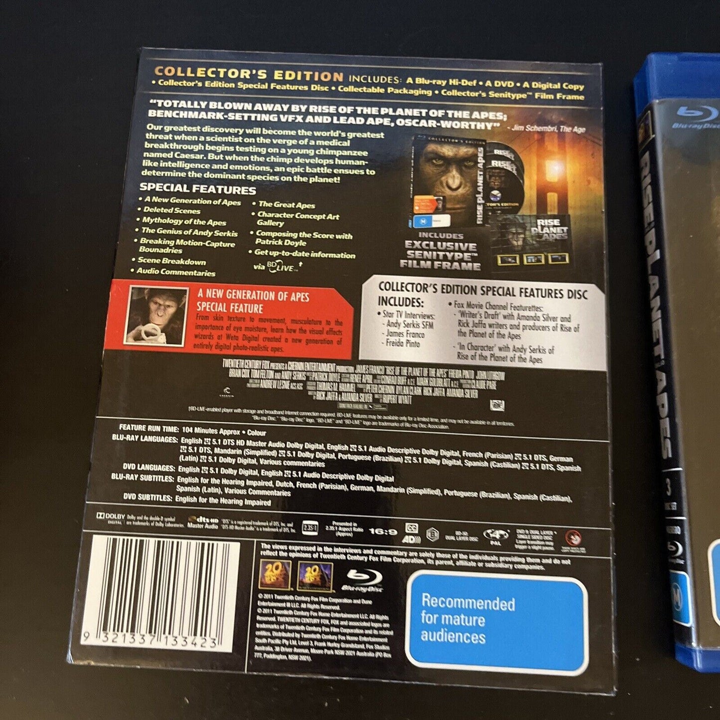 Rise Of The Planet Of The Apes - With Senitype Film (Blu-ray, 2011) Region B