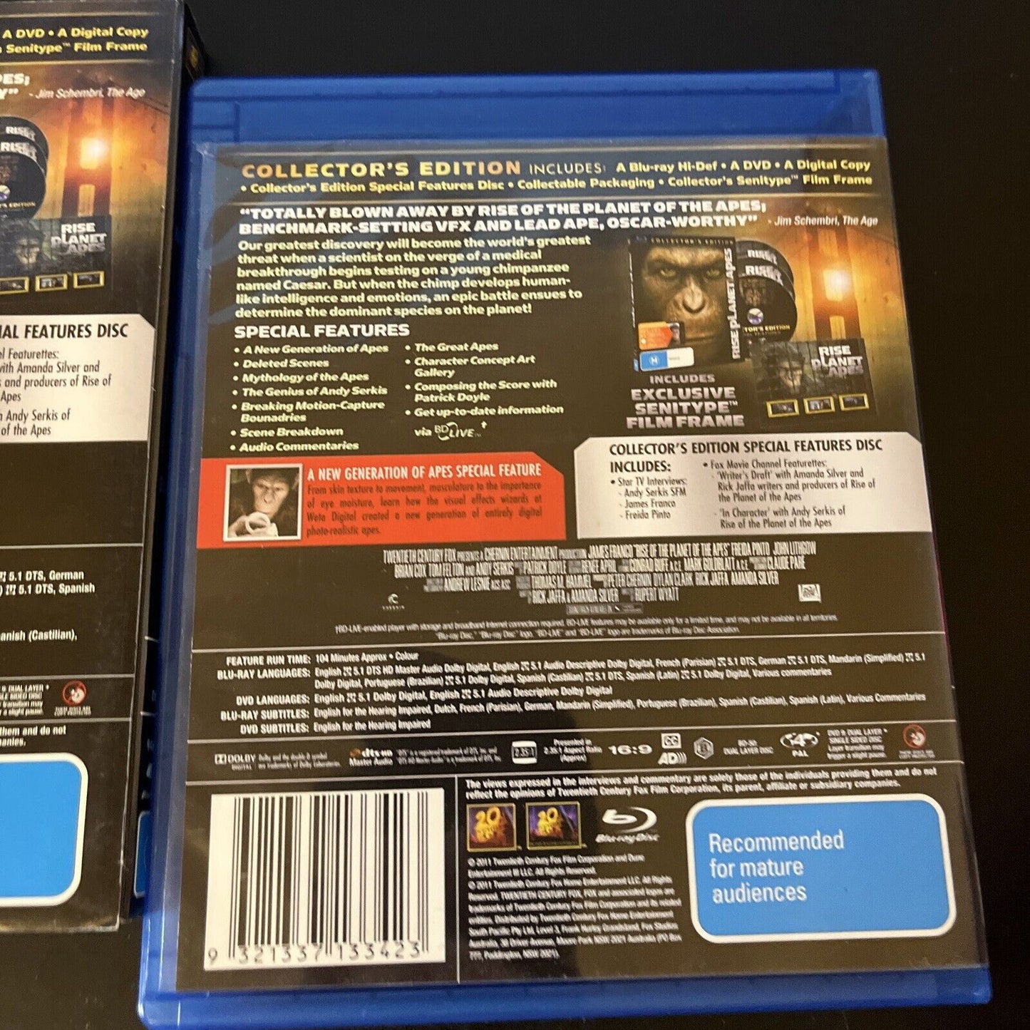 Rise Of The Planet Of The Apes - With Senitype Film (Blu-ray, 2011) Region B