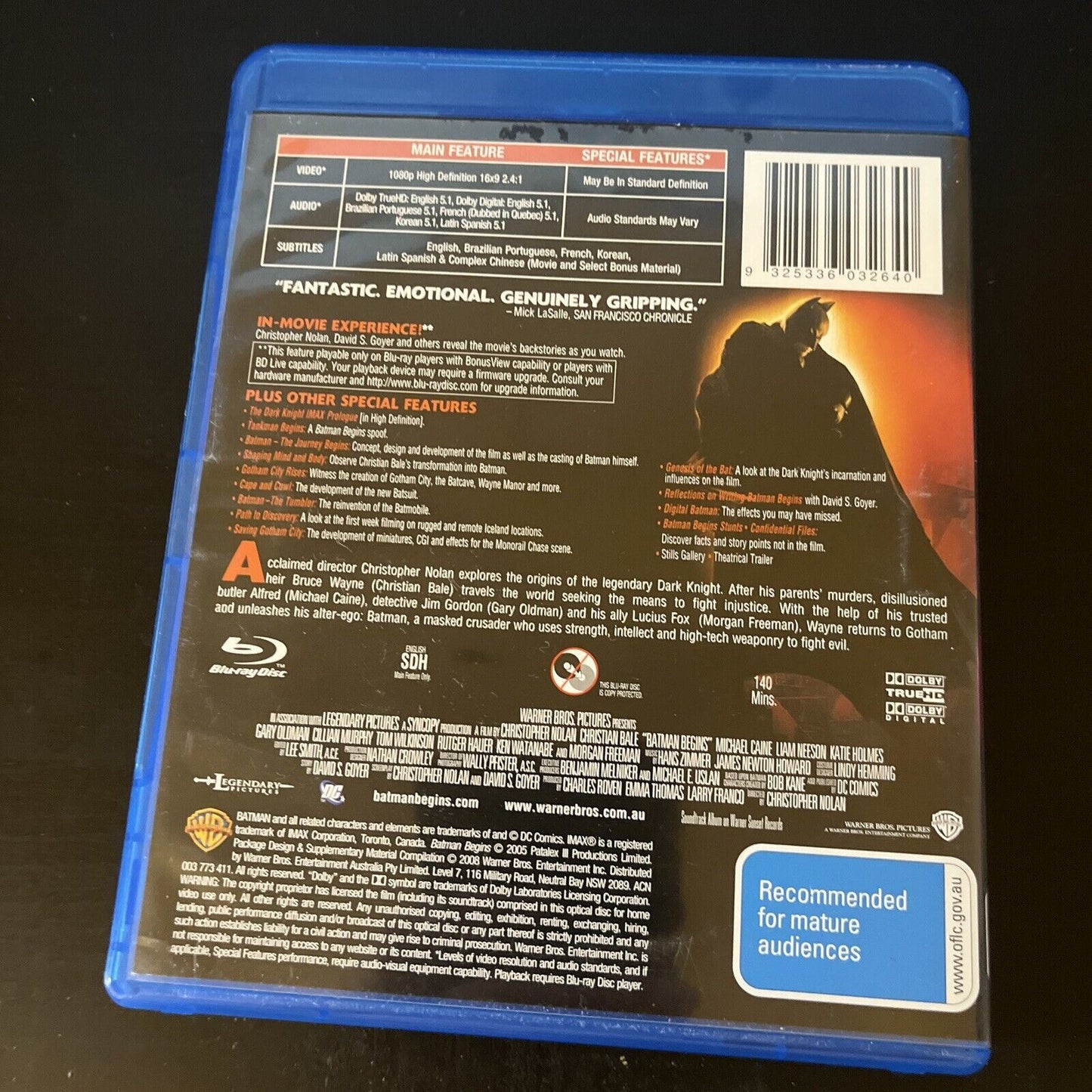 Batman Begins (Blu-ray, 2005) Christian Bale, Michael Caine Region B