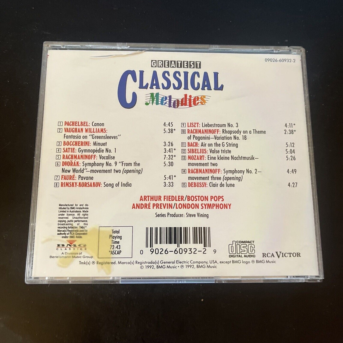 Arthur Fiedler & Andre Previn - Greatest Classical Melodies (CD, 1992)