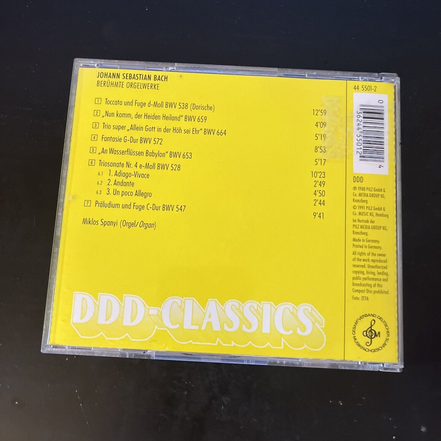 Johann Sebastian Bach Berühmte Orgelwerke CD Composer Miklos Spanyi Organ