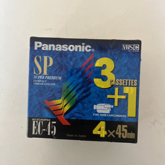 *New Sealed* 4x VHS-C Panasonic Super Premium SP EC-45 PAL/SECAM
