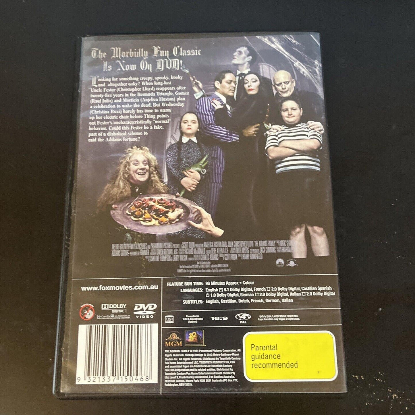 The Addams Family (DVD, 1991) Anjelica Huston, Raul Julia, Region 4
