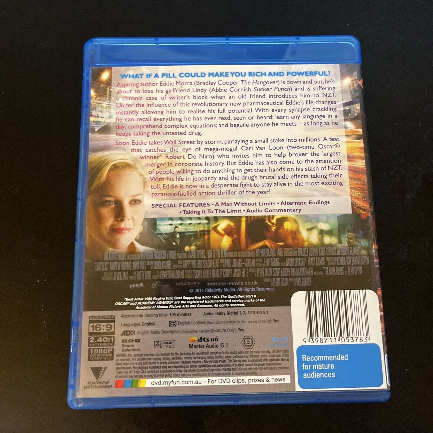 Limitless (Blu-ray, 2011) Bradley Cooper, Robert De Niro Region B