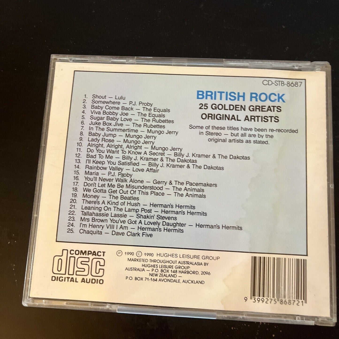 BRITISH ROCK - 25 Golden Greats / Original Artists (CD, 1990)