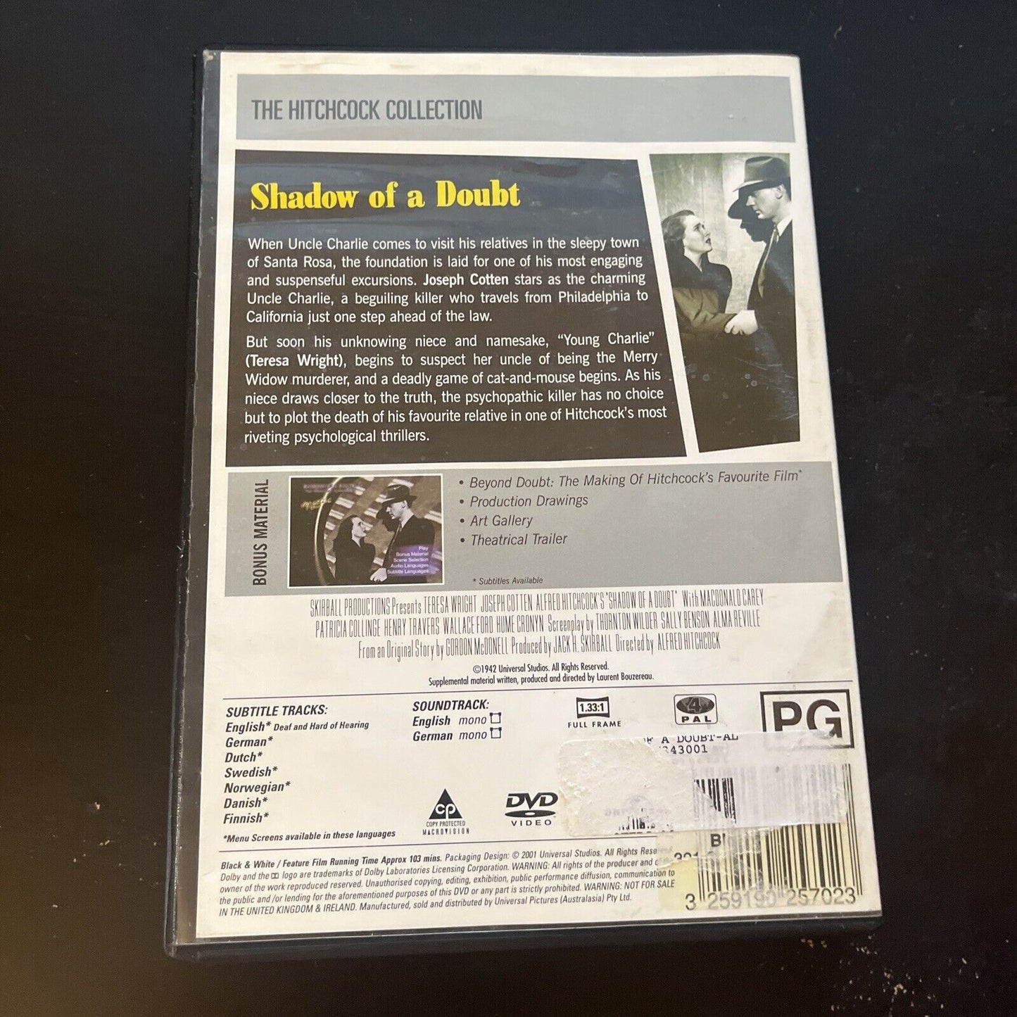 Alfred Hitchcock: Shadow of a Doubt (DVD, 1942) Teresa Wright Region 4