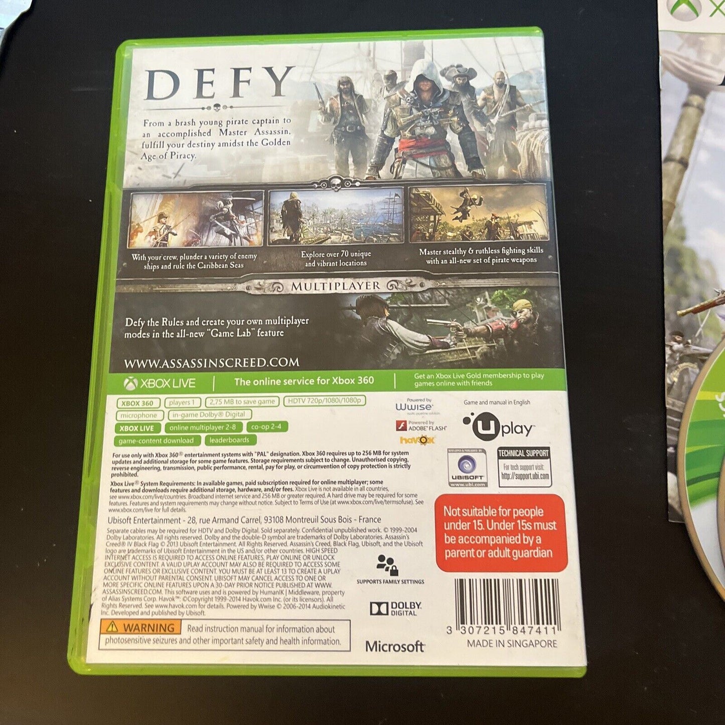 Assassins Creed 4 IV Black Flag Xbox 360 PAL Manual