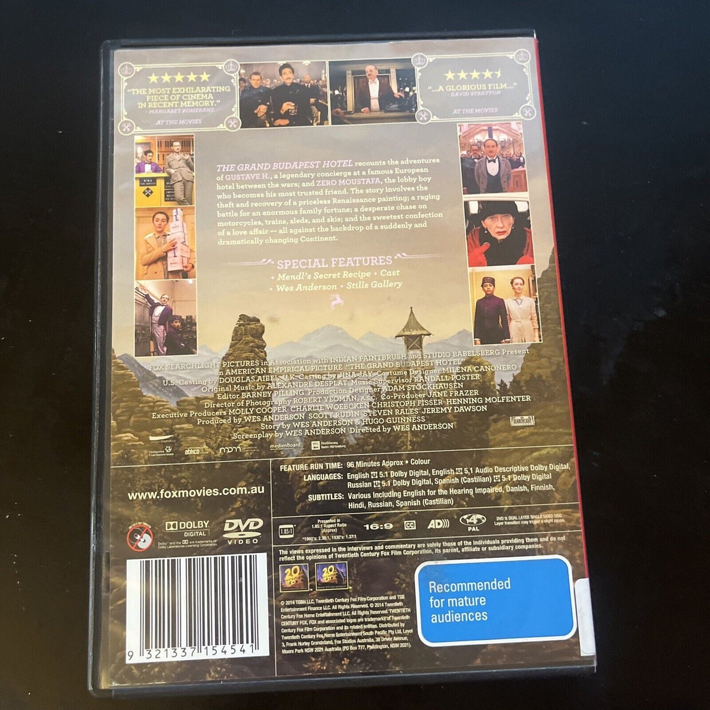 The Grand Budapest Hotel (DVD, 2013) Harvey Keitel, Jude Law, Region 4