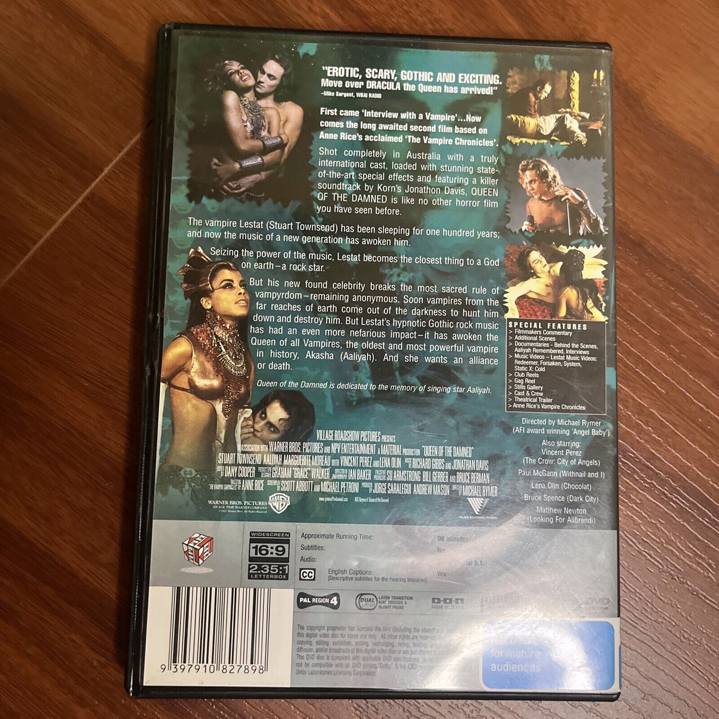 Queen Of The Damned (DVD, 2001) Stuart Townsend, Aaliyah, Vincent Perez Region 4