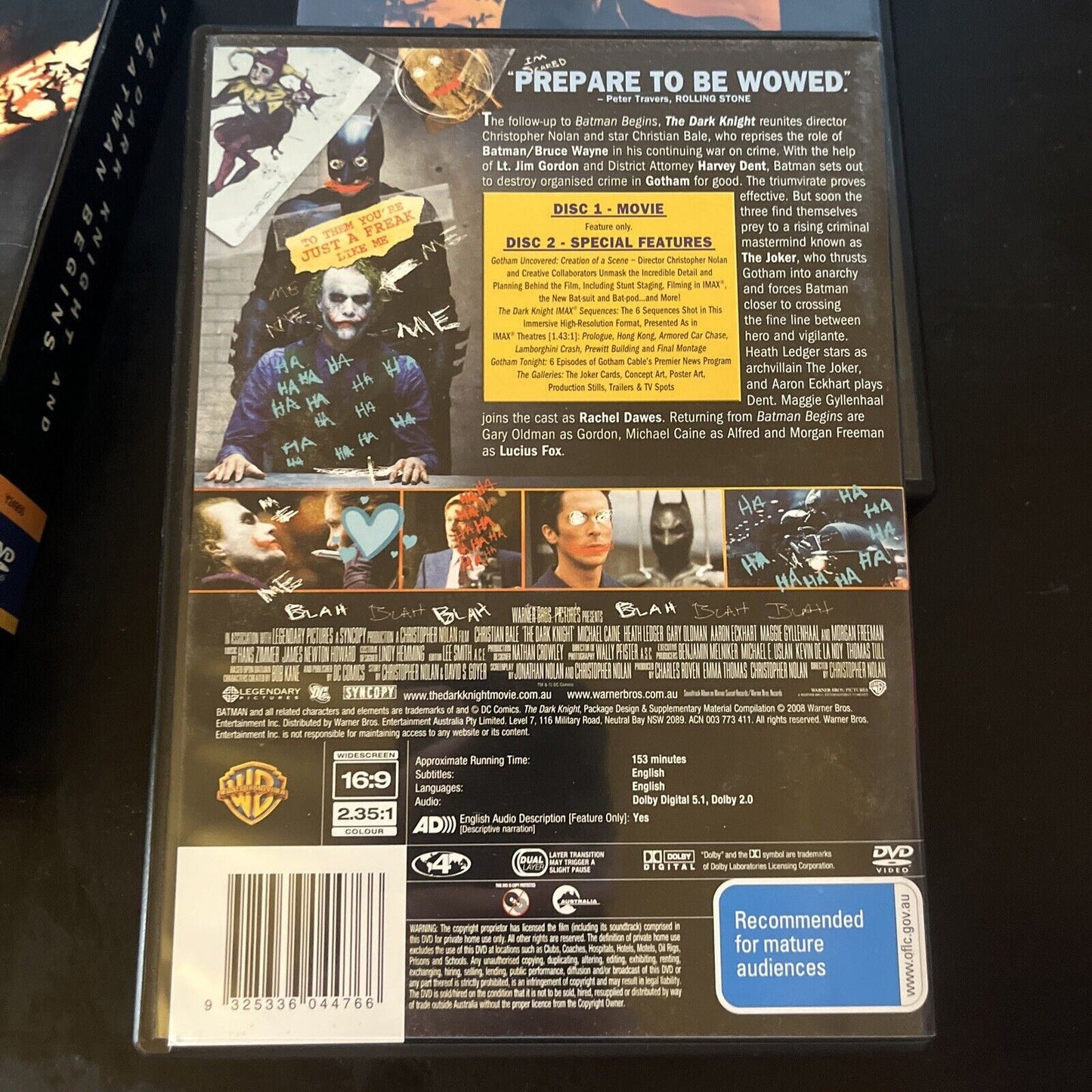 Batman Begins / The Dark Knight (DVD, 2008, 4-Disc) Region 4