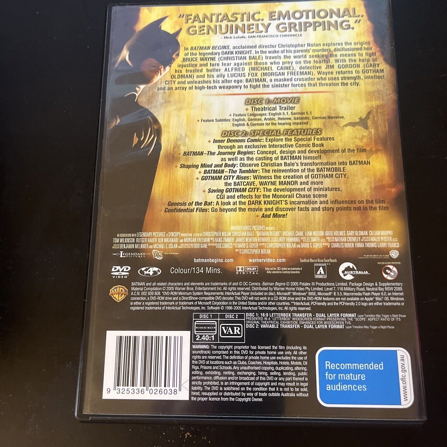 Batman Begins / The Dark Knight (DVD, 2008, 4-Disc) Region 4