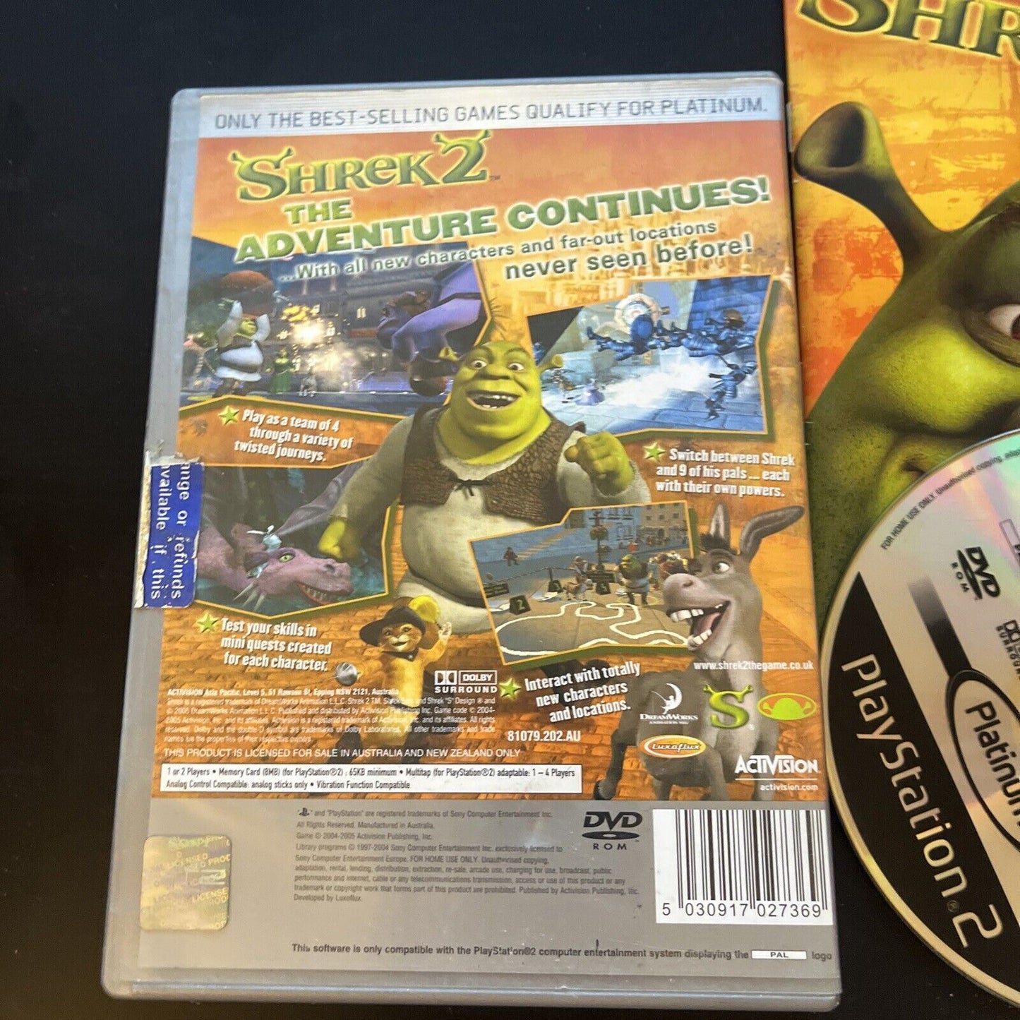 Shrek 2 (Sony PlayStation 2, PS2) PAL Game Complete With Manual -