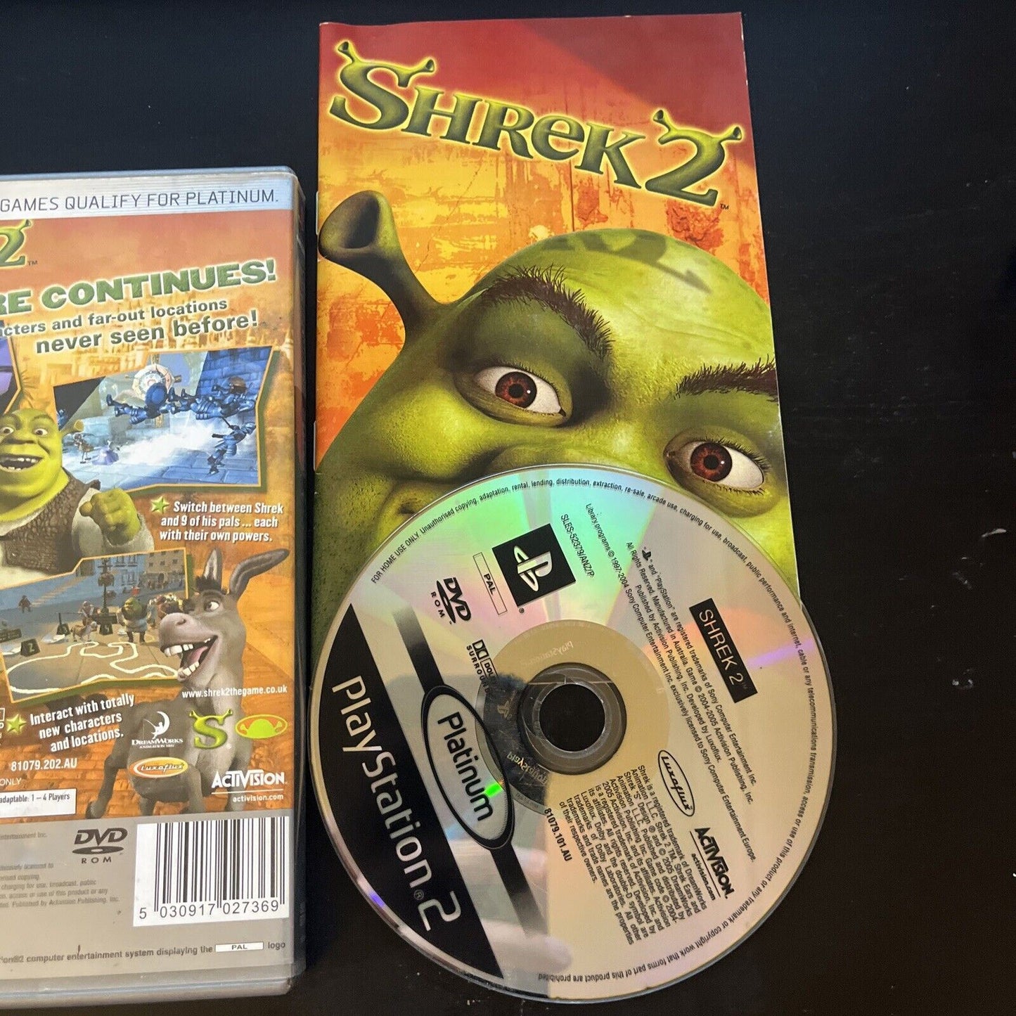 Shrek 2 (Sony PlayStation 2, PS2) PAL Game Complete With Manual -