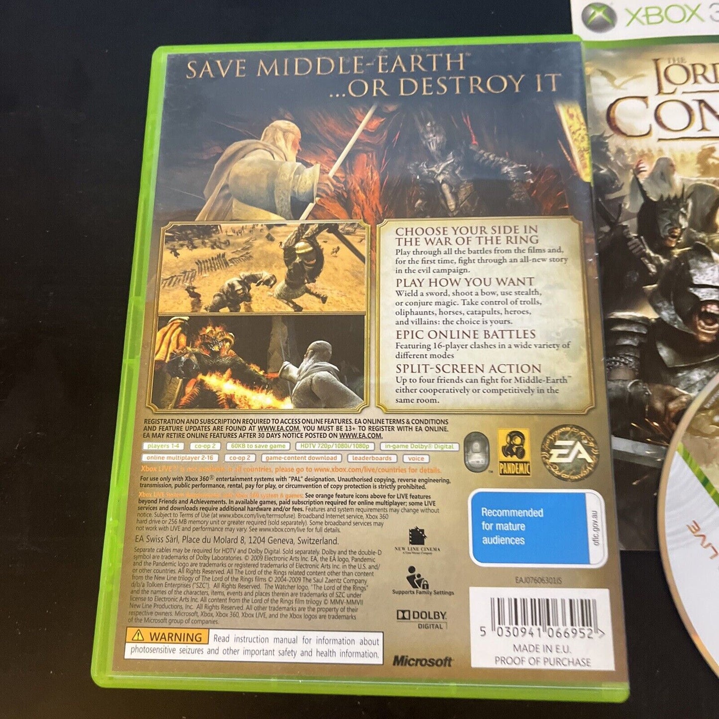 The Lord Of The Rings Conquest Xbox 360 - Complete With Manual PAL