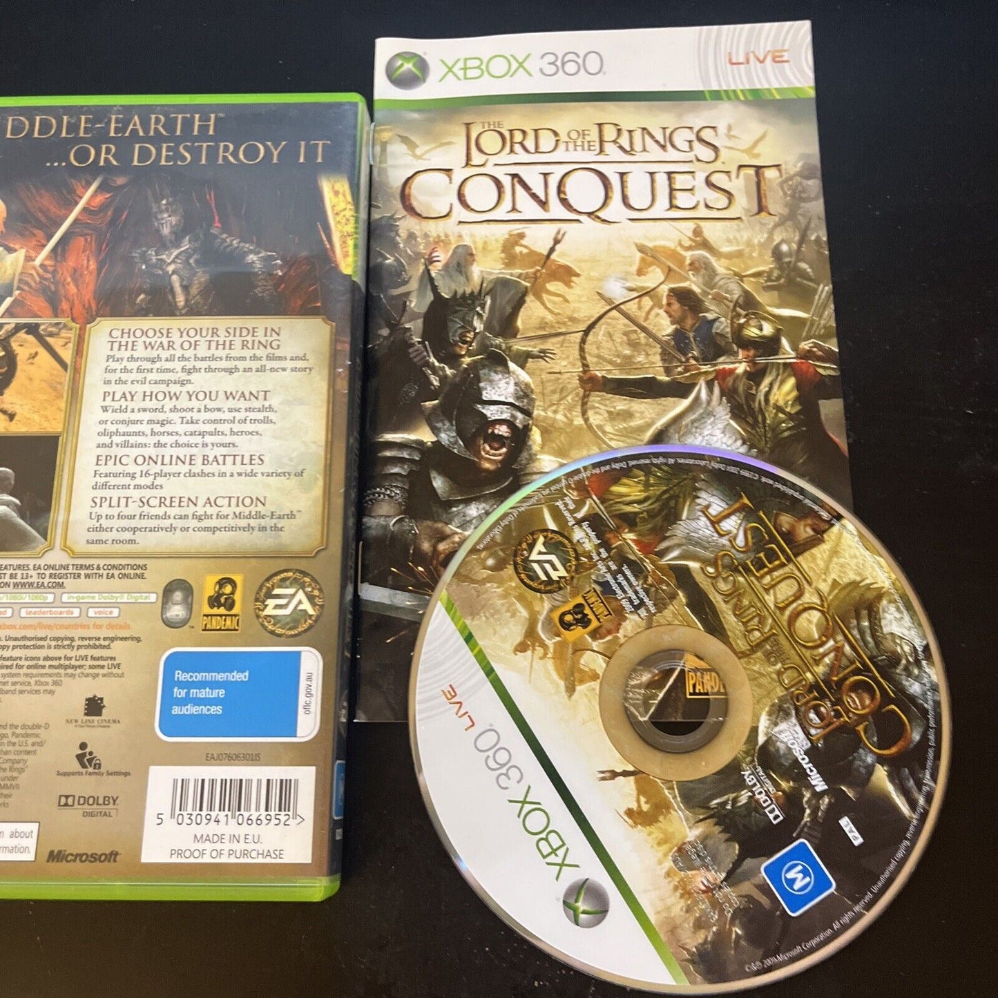 The Lord Of The Rings Conquest Xbox 360 - Complete With Manual PAL