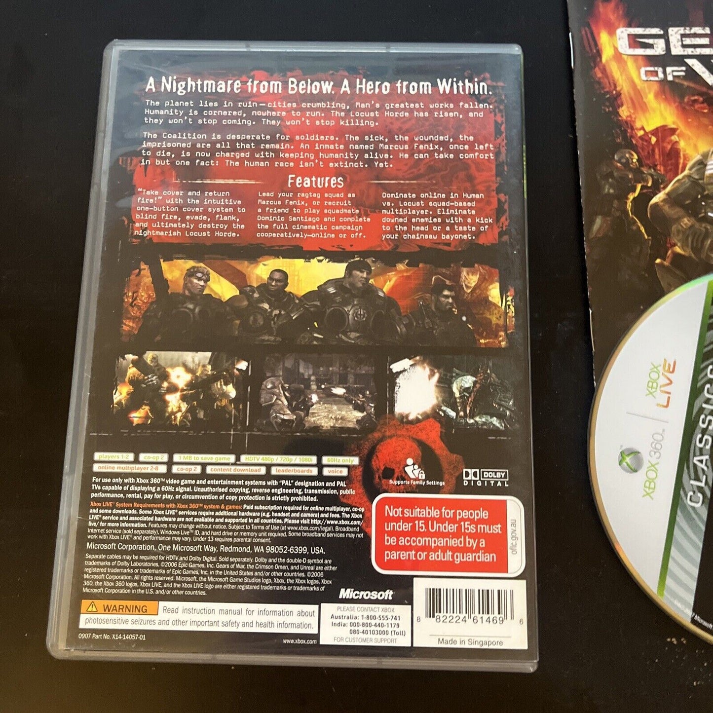 Gears Of War (Microsoft Xbox 360, 2006) with Manual PAL