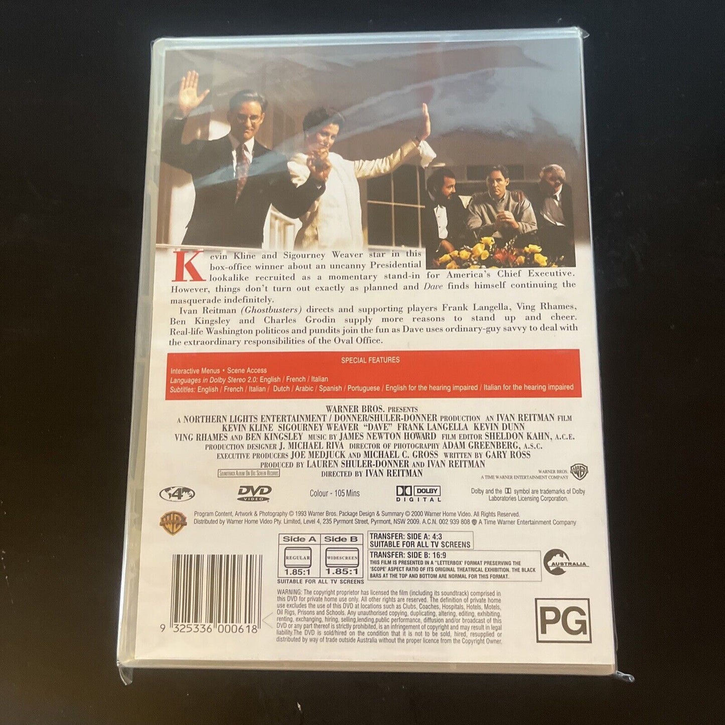 Dave (DVD, 1993) Kevin Kline, Sigourney Weaver, Frank Langella NEW Region 4