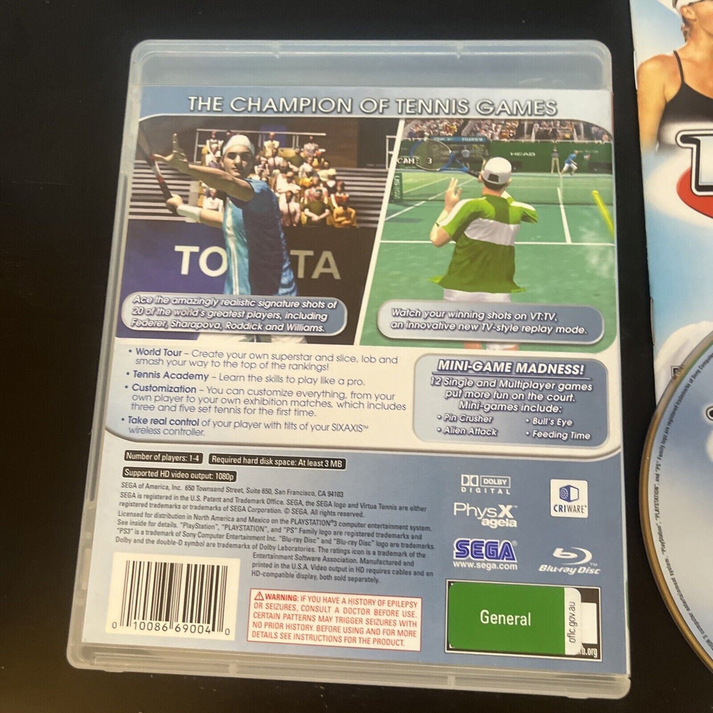 Virtua Tennis 3 - PlayStation 3 - PS3 Game with manual