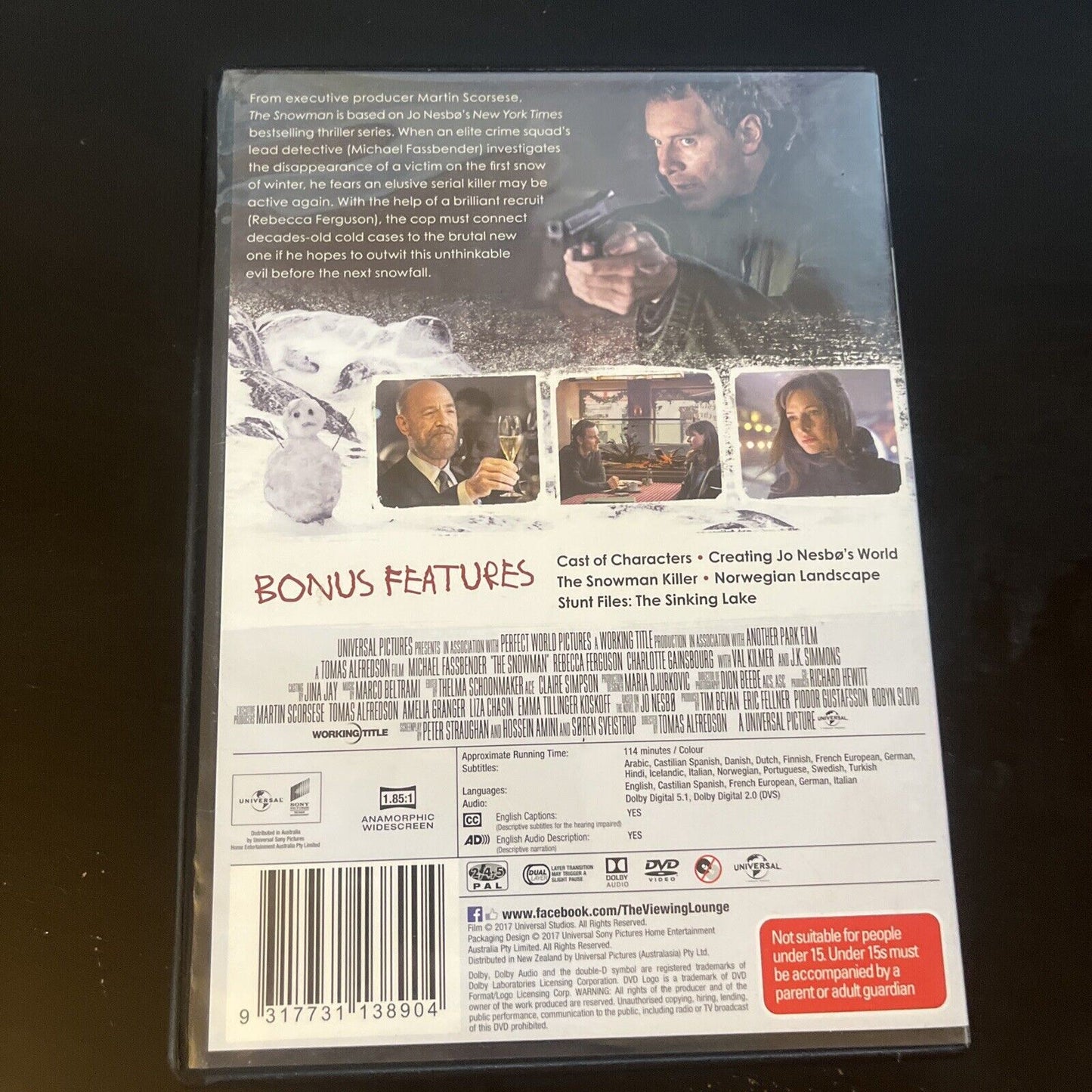 The Snowman (DVD, 2017) Rebecca Ferguson, Michael Fassbender Region 4 &2