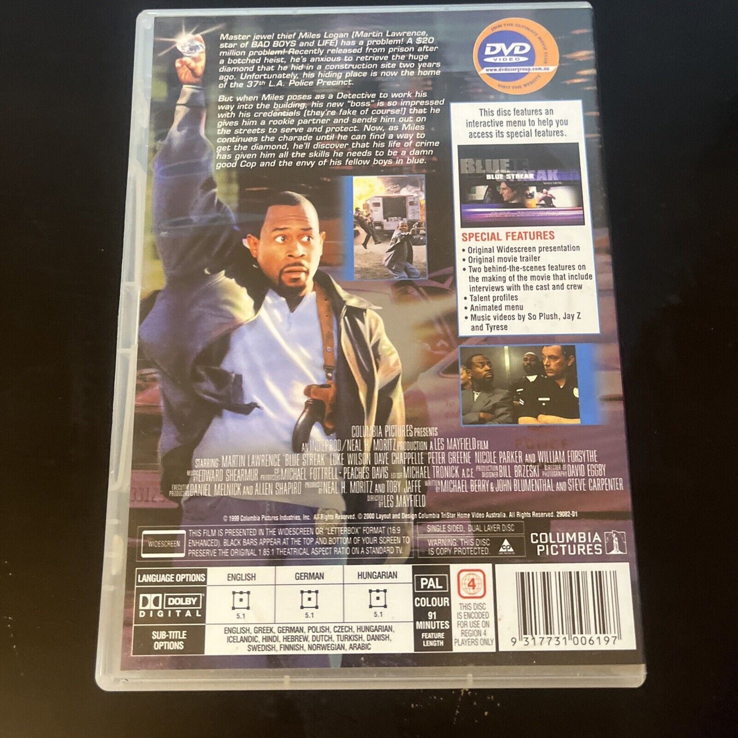 Blue Streak (DVD, 1999) Martin Lawrence, Luke Wilson, Dave Chappelle  Region 4