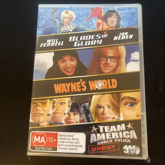 Blades Of Glory / Wayne’s World / Team America World Police DVD NEW Region 4