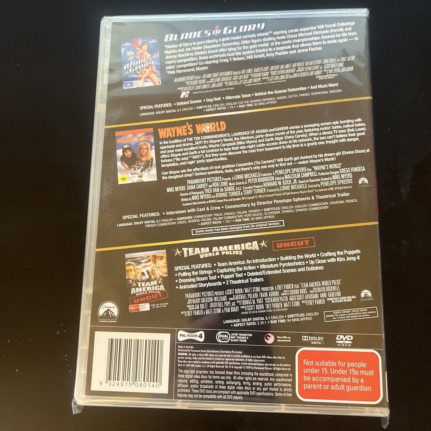 Blades Of Glory / Wayne’s World / Team America World Police DVD NEW Region 4