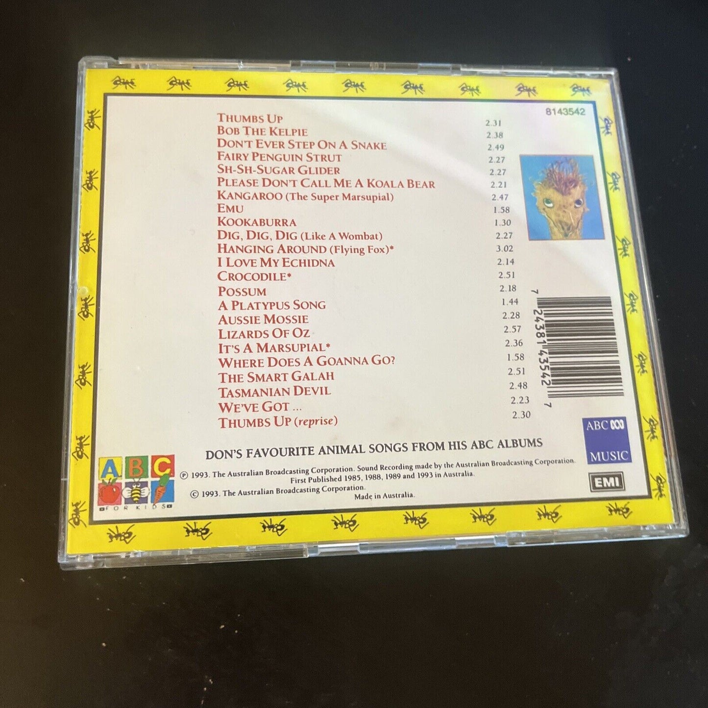 Don Spencer's Thumbs Up! Australia - Australian Animal Songs (CD, 1993) ABC Kids