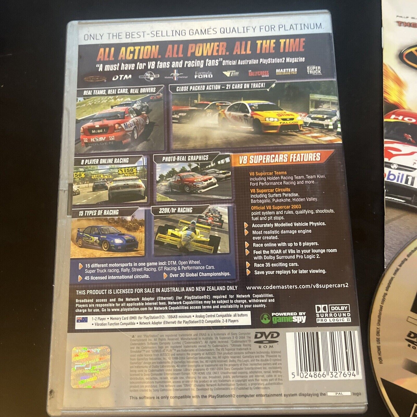 V8 Supercars Australia 2 Sony PS2 with Manual PAL