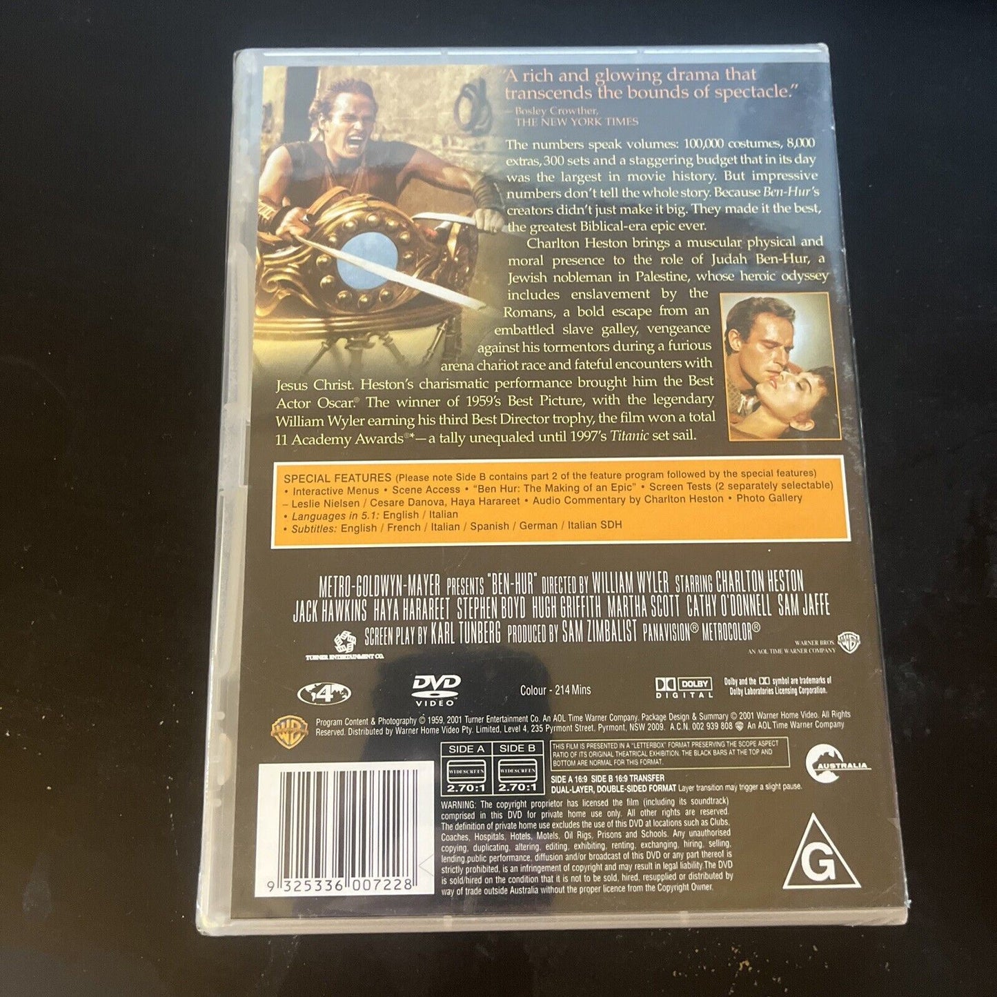 *New Sealed* Ben Hur (DVD, 1959) Charlton Heston, Jack Hawkins, Region 4