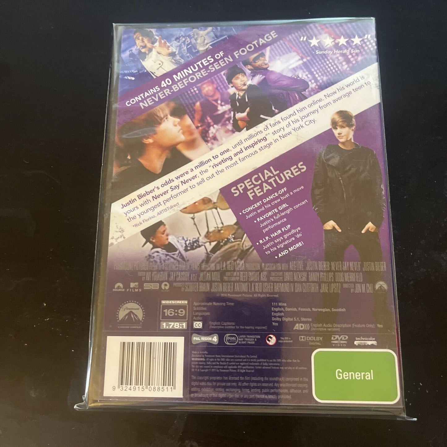 Justin Bieber - Never Say Never (Director's Cut Edition, DVD, 2010) NEW Region 4