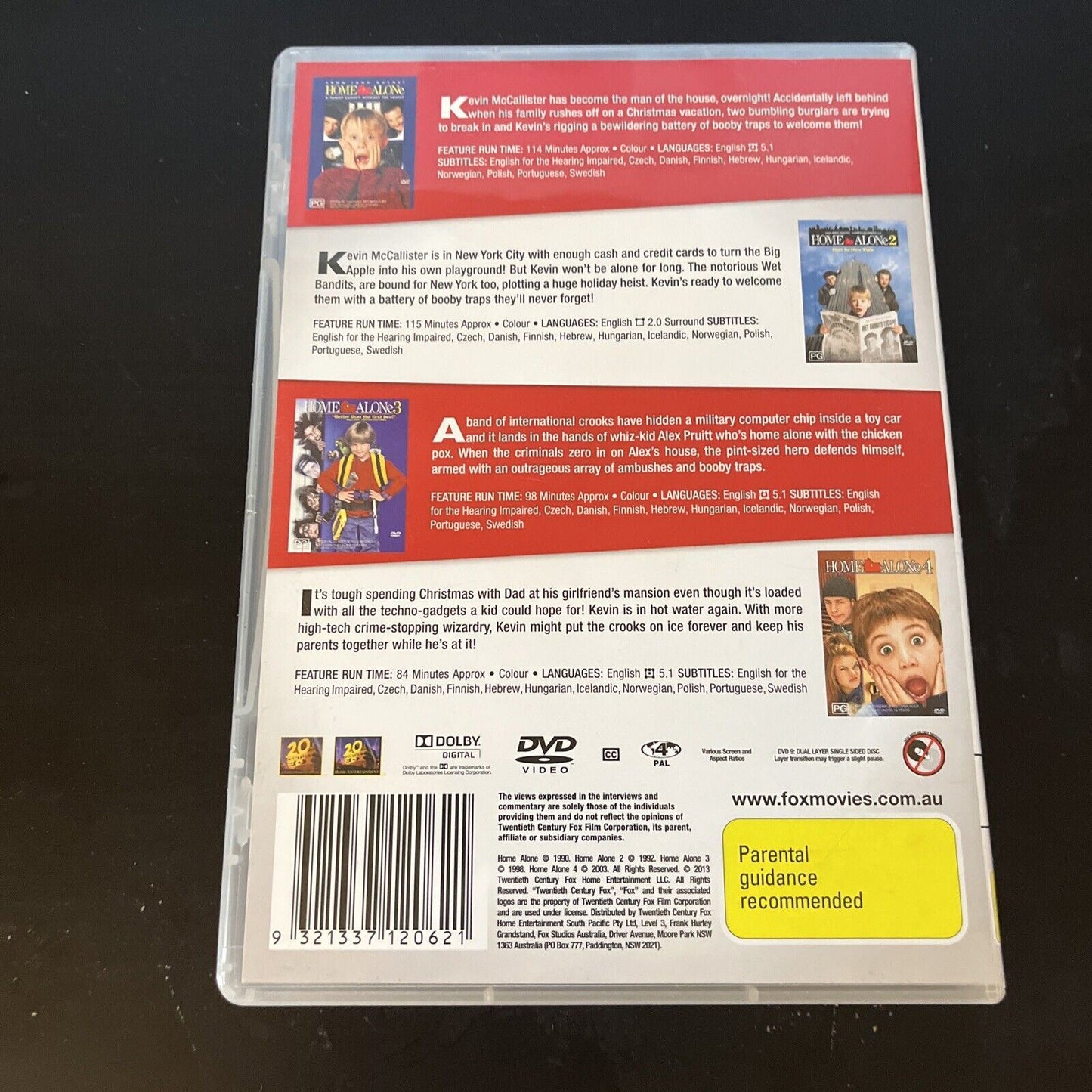 Home Alone Collection 1,2,3,4 (DVD, 1990, 4-Disc) Macaulay Culkin Region 4