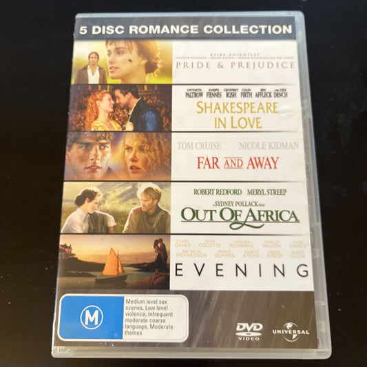 Pride & Prejudice, Shakespeare In Love, Far and Away, Out of Africa, Evening DVD