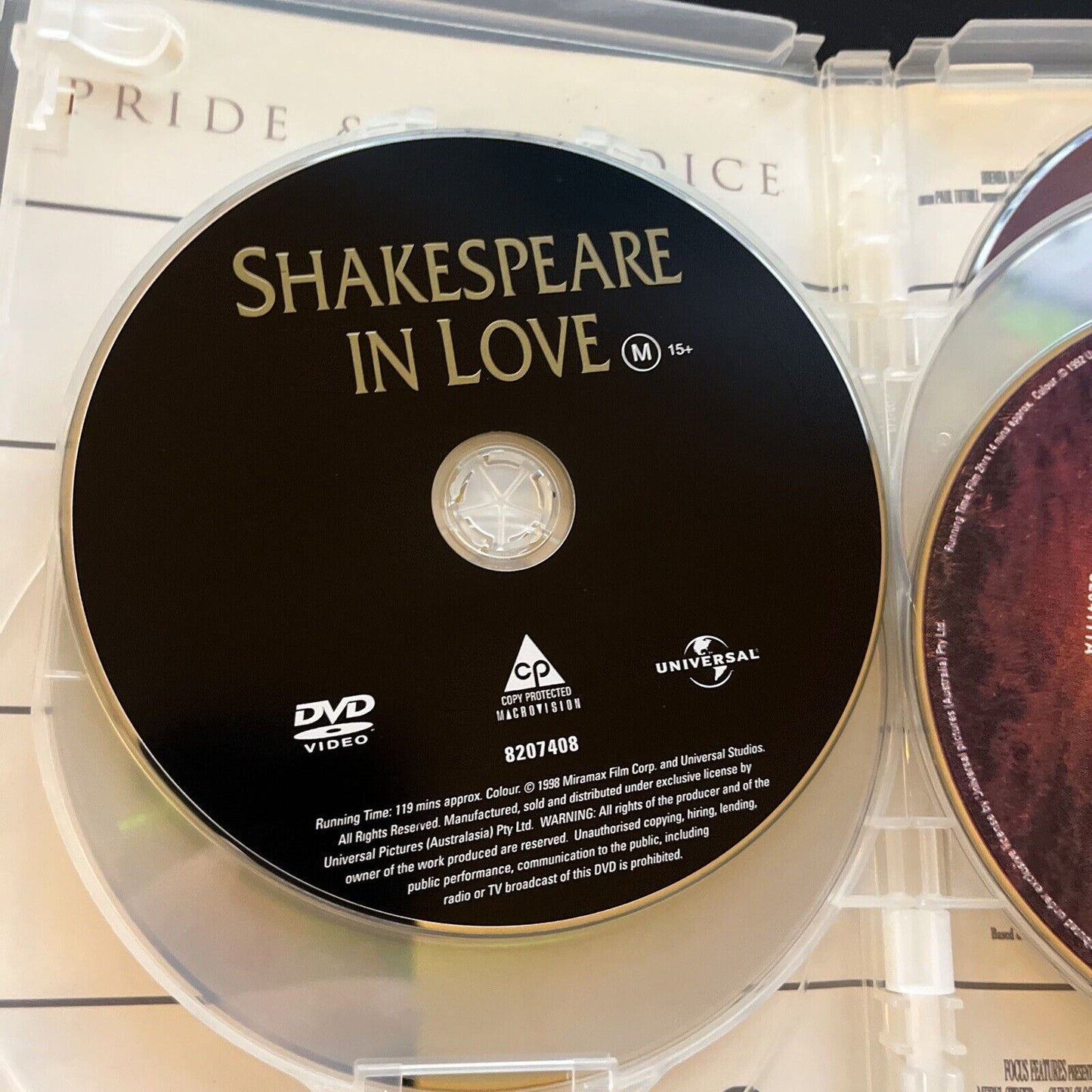 Pride & Prejudice, Shakespeare In Love, Far and Away, Out of Africa, Evening DVD