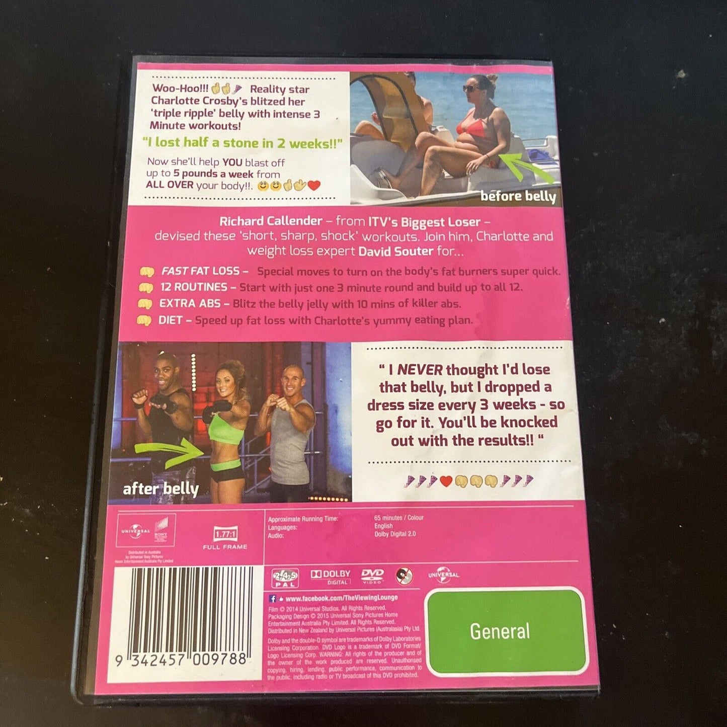 Charlotte's 3 Minute Belly Blitz (DVD, 2014) Charlotte Crosby Region 4 & 2