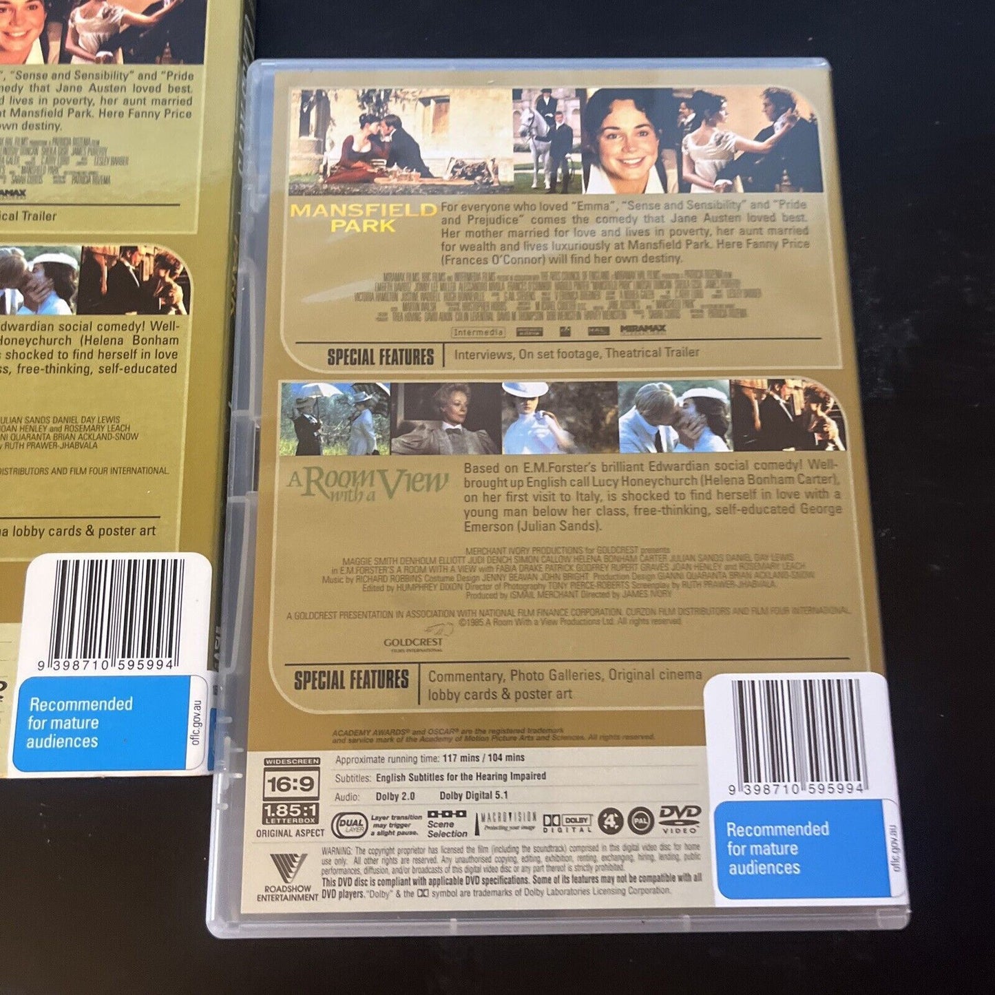 A Room With A View / Mansfield Park (DVD, 2-Disc) Frances O'Connor Region 4