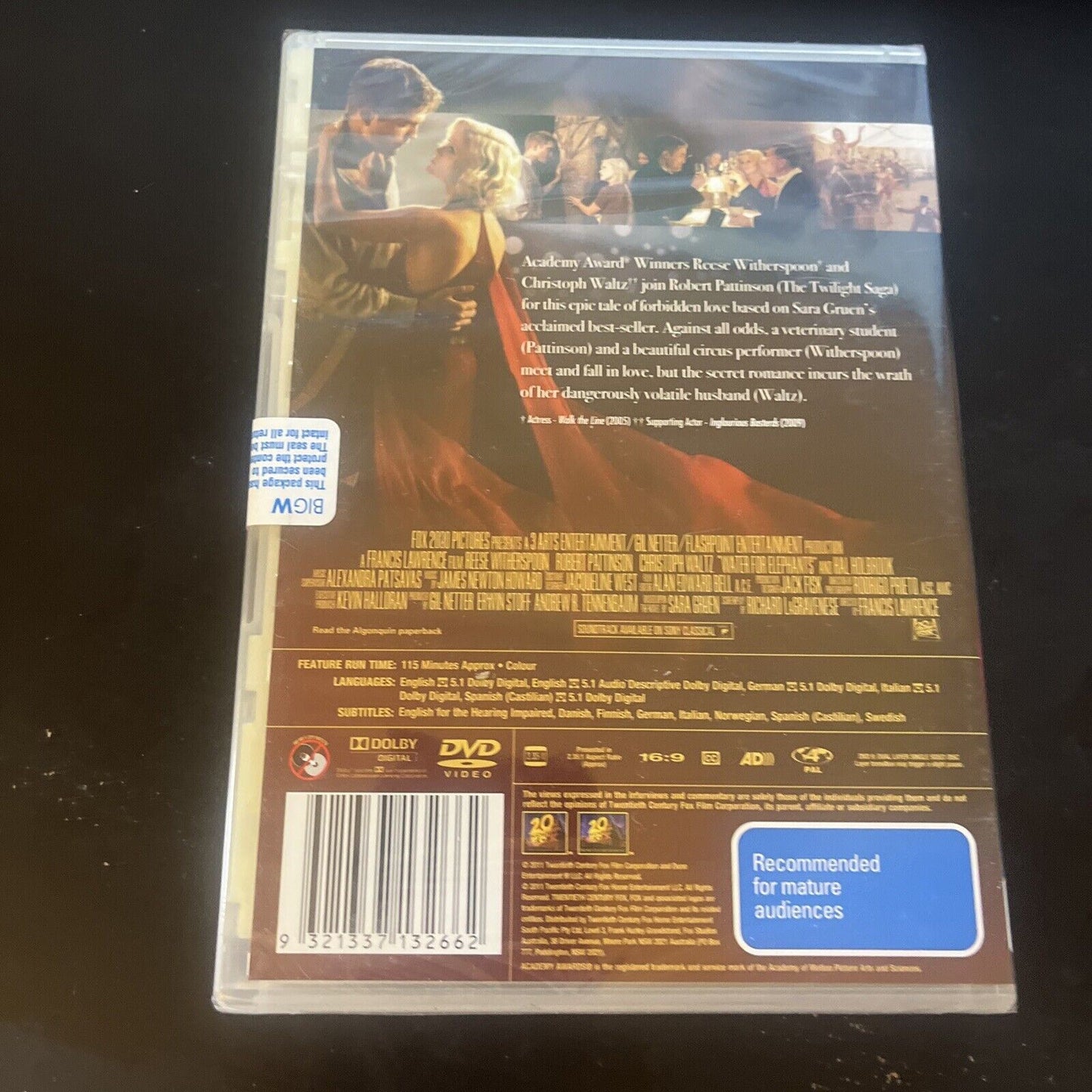 *New Sealed* Water For Elephants (DVD, 2011) Reese Witherspoon, Region 4