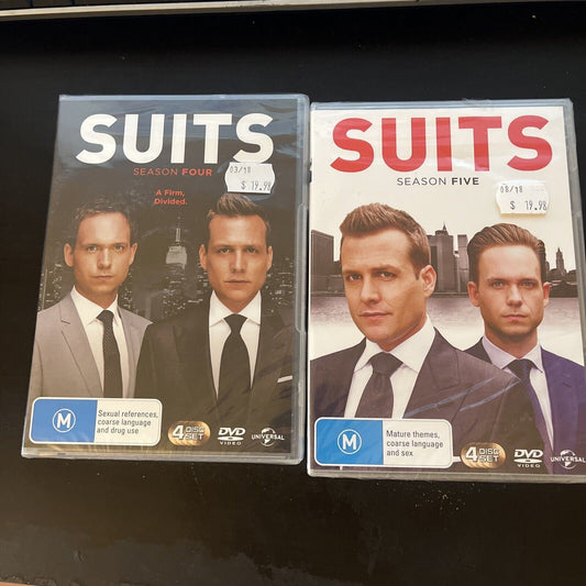 *New Sealed* Suits : Season 4 & 5 (DVD, 2014, 8-Disc) Meghan Markle Region 4 &2