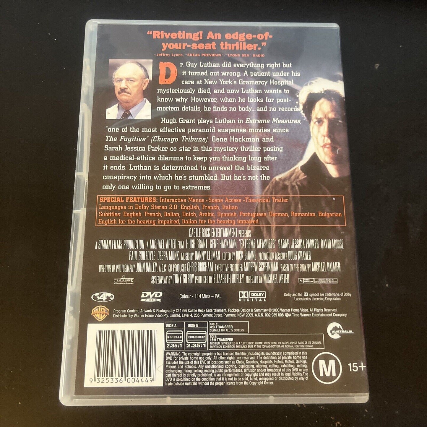 Extreme Measures (DVD, 1996) Hugh Grant, Gene Hackman, Region 4