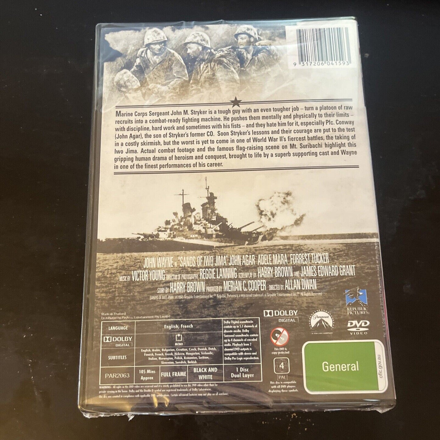 Sands Of Iwo Jima (DVD, 1949) John Wayne, Adele Mara, NEW Region 4